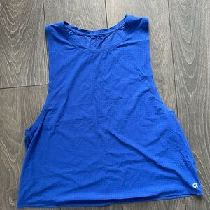 Blue Sleeveless Women's Mesh Workout Top